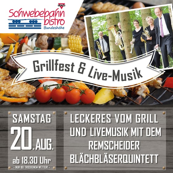 Grillfest, Livemusik, Schwebebahnbistro, August